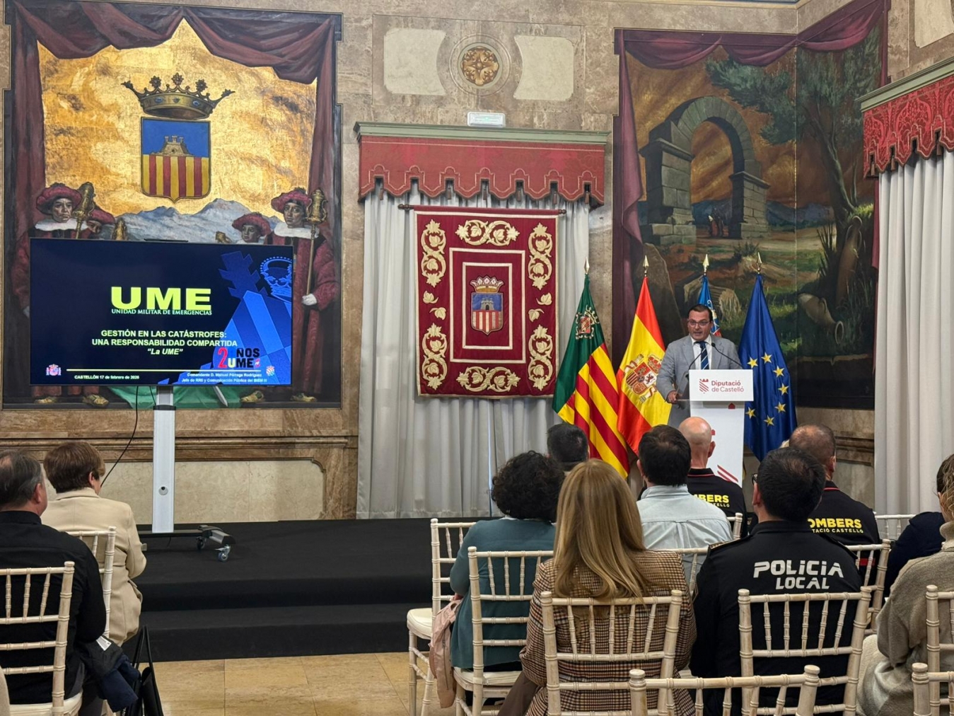 La Diputació de Castelló acull una conferència sobre la gestió en catàstrofes a càrrec de la Unitat Militar d'Emergències